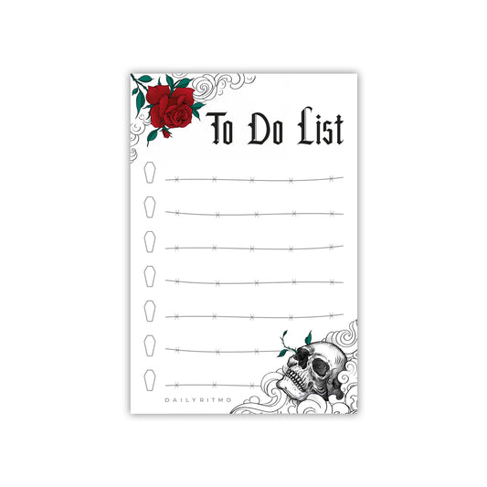 Gothic Skull Sticky to Do List Notepad | Witchy Gifts for Women | Goth Notes | Creepy Spooky Goth Emo Stuff | 50 Pages 4x6 by Daily Ritmo