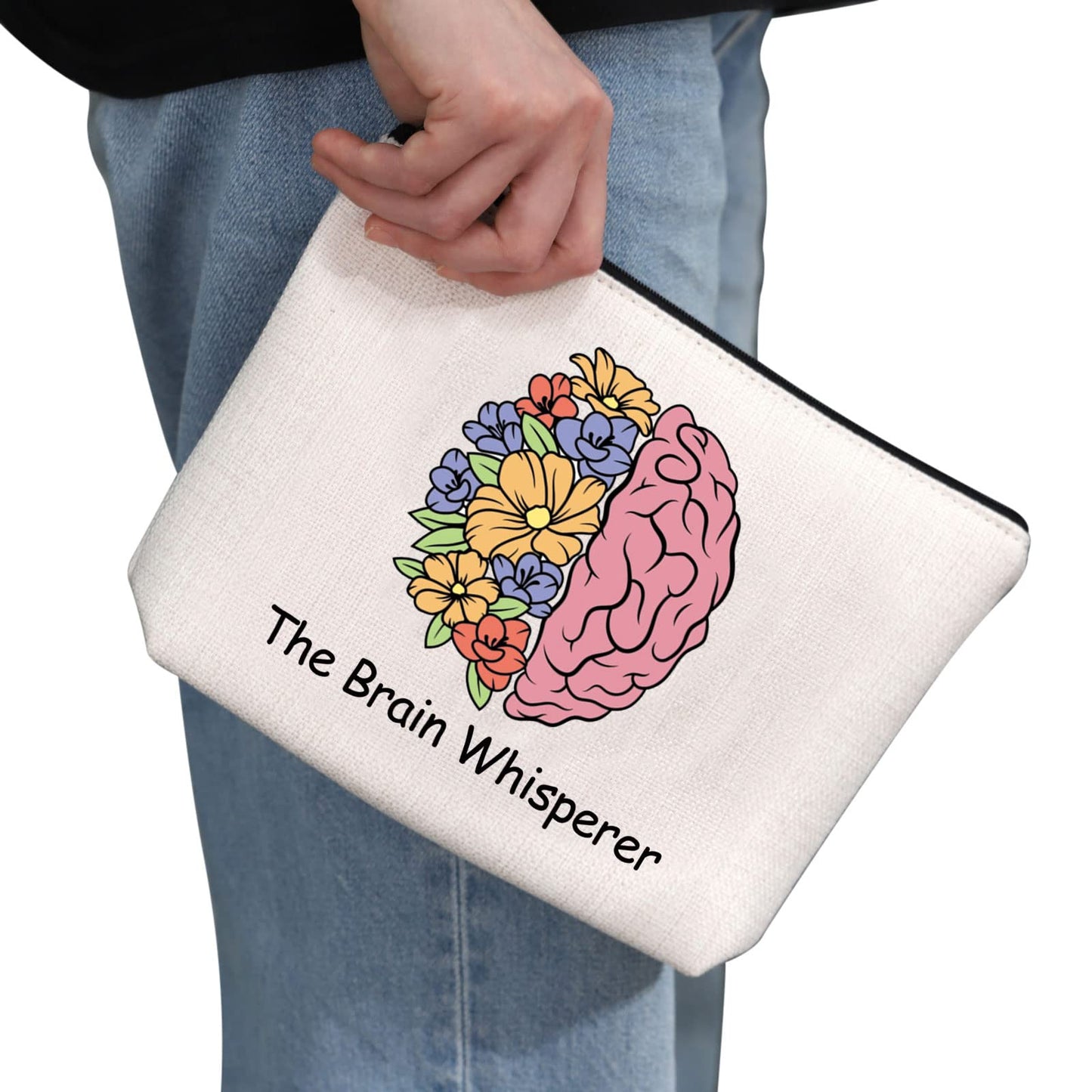G2TUP Neuroscience Gift The Brain Whisperer Makeup Bag Neuroscience Cosmetic Bag Neuroscientist Science Gift Neurology Nurse Zipper Travel Pouch (The Brain Whisperer White Bag)