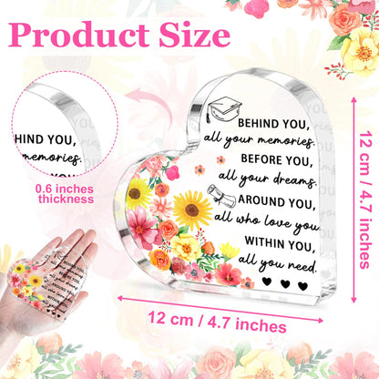 Graduation Gift for Her Him, 2026 Graduation Decorations - Engraved Acrylic Heart Plaque Graduate Gifts 4.7 × 4.7 × 0.6 inch, High School, Masters Degree, College Graduate Gift for Women, Men