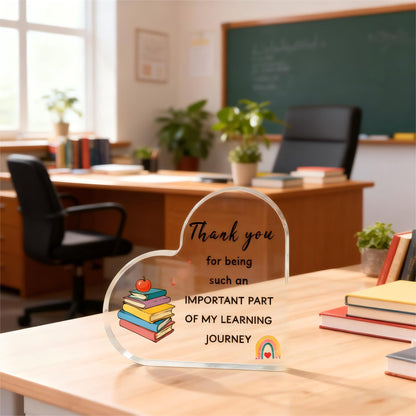 Teacher Gifts - Teacher Christmas Gift Acrylic Heart Plaque, Gifts for Teachers Women Men, Teacher Appreciation Gifts, Thank You Teacher Gift for Christmas Graduation Birthday Thanksgiving Retirement