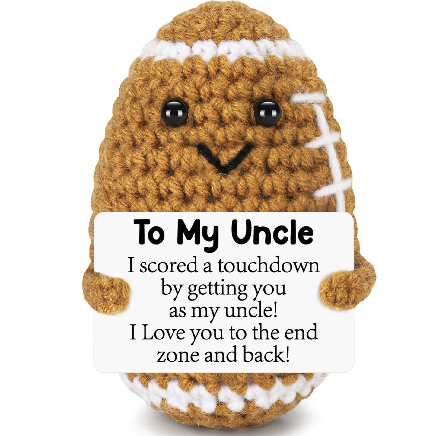 BiuNiuring Uncle Fathers Day Birthday Gifts from Niece Nephew, Father's Day Positive Handmade Crochet Uncle Gifts, Unique Funny I Love You Cute Football Small Gift for Uncles