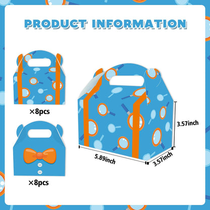 LeiGuoMinyyu 16pcs Cartoon Blue Birthday Party Candy Bags Yellow Bow Goodie Gift Boxes for Kids Boys Girls Theme Birthday Party Supplies Decorations