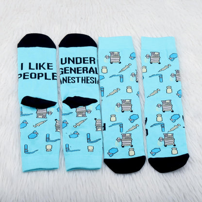 PXTIDY 2 Pairs Anesthesia Socks Anesthesiologist Gift Anesthesia Tech Gift Anesthesia Tech Week Gift Nurse Anesthesia Gifts