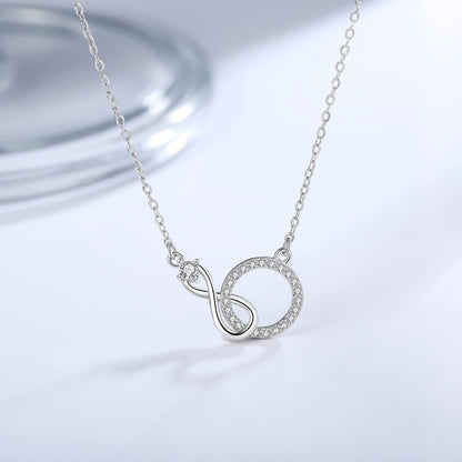Auntie Niece Necklace, 925 Sterling Silver Infinity CZ Circle Necklace, Mother’s Day Gifts for Aunts, Niece Gifts from Aunt