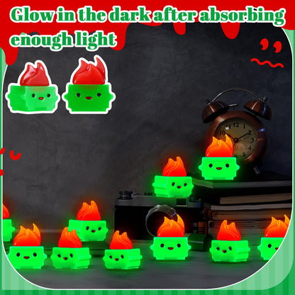 Simgoing 50 Pcs Mini Resin Dumpster Figurines Luminous Mini Dumpster Trash Shape Funny Employee Appreciation Gift Bulk Valentines Emotional Desk Accessories for Staff Teacher Coworker (Green)