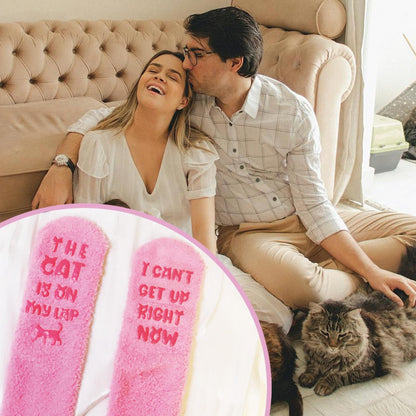 Mothers Day Gifts for Mom Grandma Wife- Funny Cat Mom Fuzzy Slipper Socks