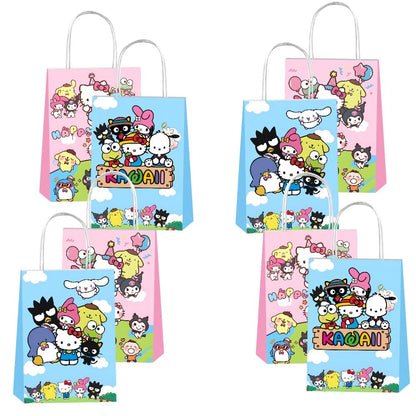 BNFUO 12pcs Kawaii and Friends Party Gift Bags with Handles,Kawaii Birthday Supplies for Cartoon and Friends Party Decorations