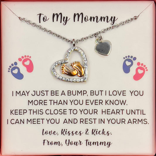 Mothers Day Gifts,Gifts For moms,Mommy To Be Sterling Silver Baby Feet Necklace,Expecting Mom Gift
