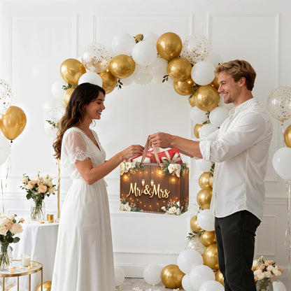 Wedding Gift Bags Mr and Mrs Engagement Gift Bags Elegant Bridal Shower Gifts Bag With Tissue Paper Greeting Card Wedding Wrapping Paper Party Favor Bag for Mr&Mrs Engagement Party Supplies Decor