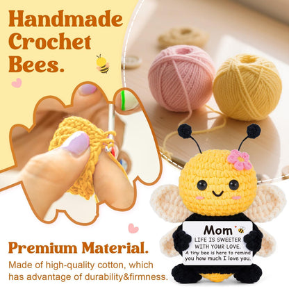 Gifts for Mom from Daughter Son, Mom Birthday Gifts - Cute Handmade Crochet Bee - Birthday Valentines Mothers Day Christmas Bonus Step Mother In Law, I Love You Mama Present, Emotional Support Decor