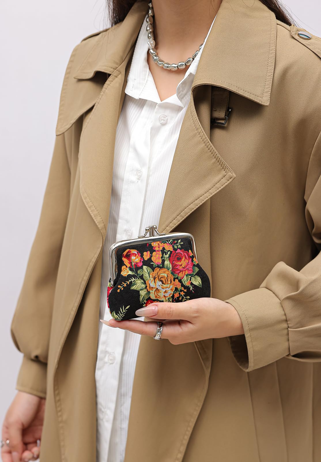 Cute Floral Buckle Coin Purses Vintage Pouch Kiss-lock Change Purse Wallets…