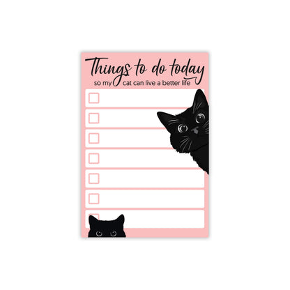 Funny Black Cat Lover Small to Do List Sticky Notes, Pink | Things to Do Today | Humor Notebook Notepad Note Card for Women Gift| 50 Pages 4x6 by DAILY RITMO