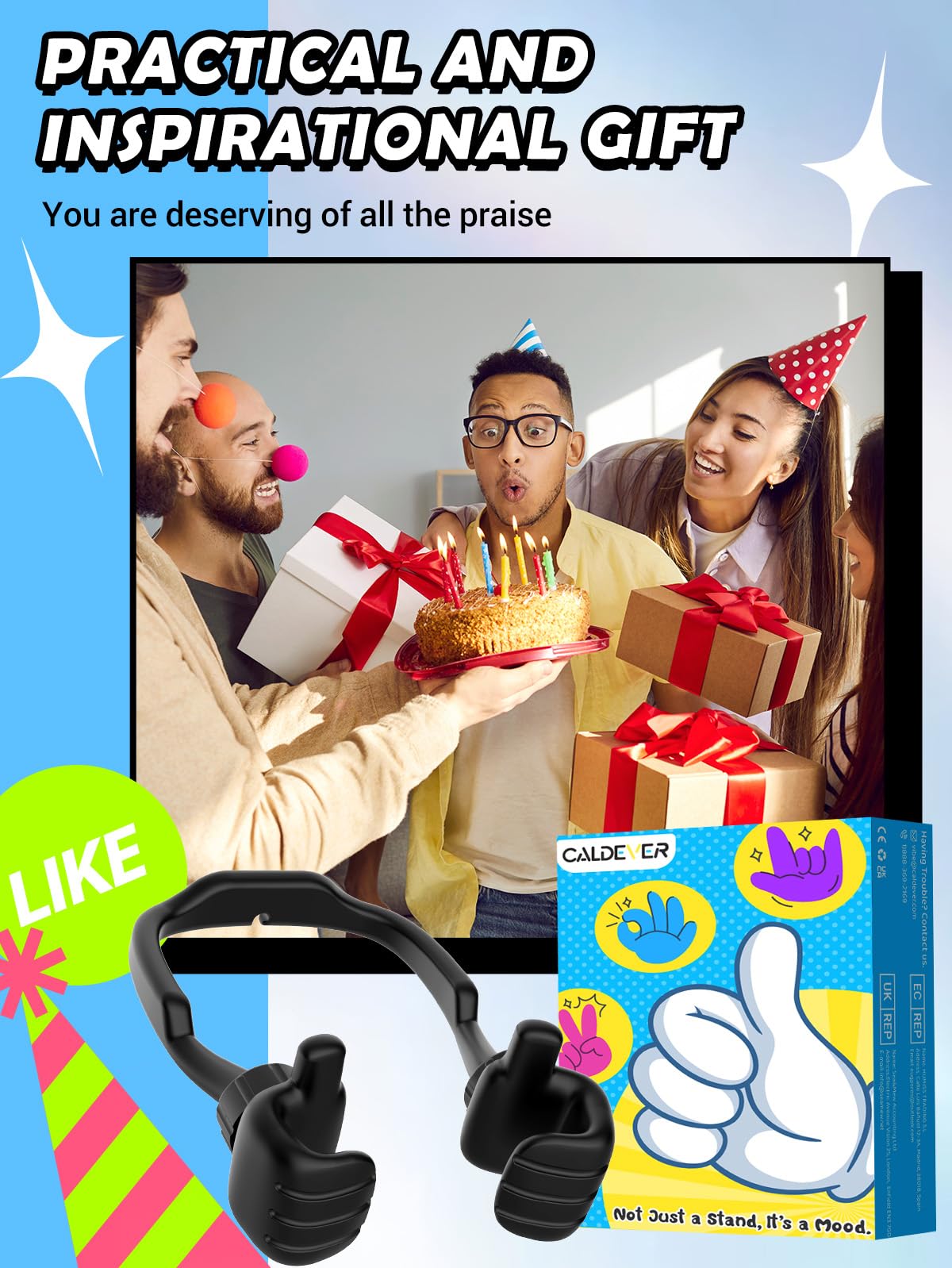 Gifts for Teens Boys Girls Adults Fathers Day: Thumbs Up Lazy Phone Stand Cell Phone Holder for Desk Kids Teenage Tween Men Women Stocking Stuffers Funny Cool Gadget Birthday Ideas Husband Dad Gifts