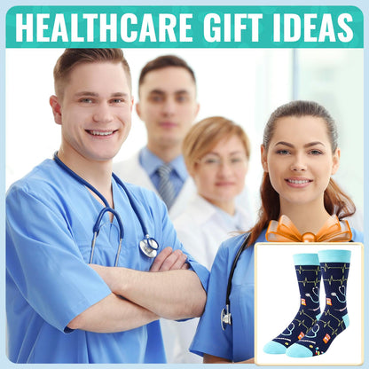 HAPPYPOP Funny Socks Gift for Men - Medical Worker Gifts Sneaker Bigfoot Vegan Nurse Socks