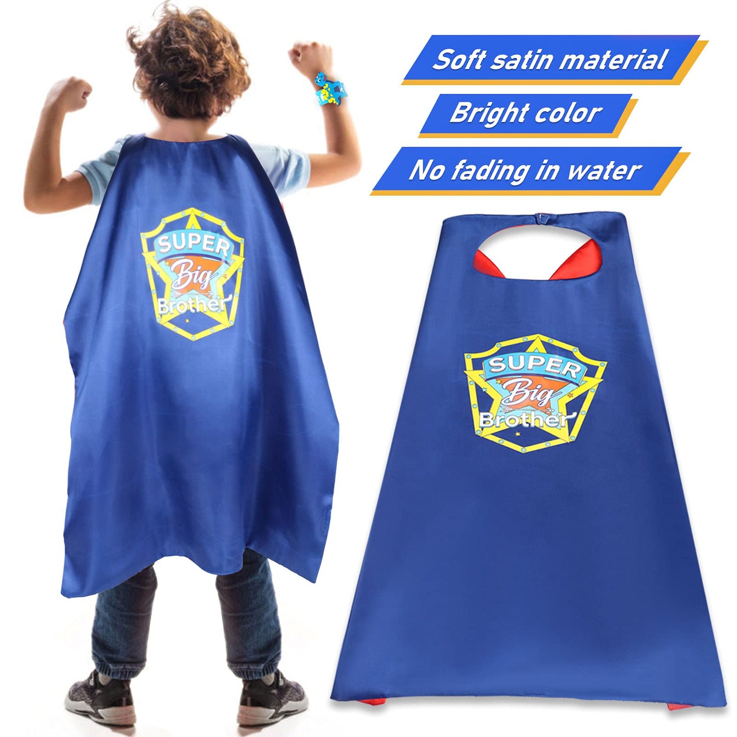 Golray Super Big Brother Gifts Set with Superhero Cape Eyemask Dinosaur Slap Bracelets Necklace, Drawstring Backpack, Plush Keychain, Insulated Plastic Tumbler Cup Big Brother Gift Little Toddler Boy