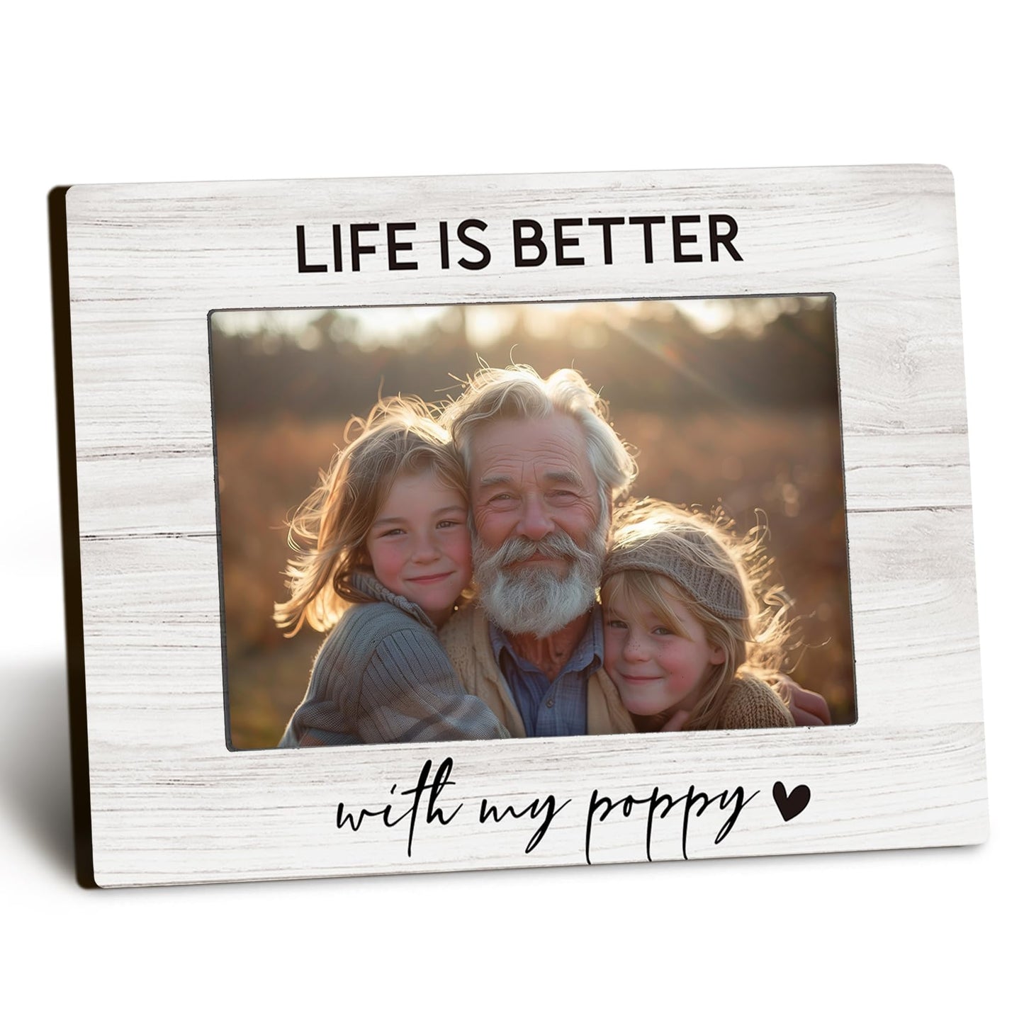 Poppy 4x6 Picture Frame, Grandkids Photo Frame, PoppyGifts for Grandpa, Gifts for Poppys Fathers Day from Grandchildren, Life Is Better with My Poppy Picture Photo Frames for Desk Decor