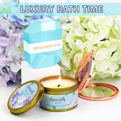 Happy Birthday Gifts for Women Mom Daughter Sister Wife Grandma, for Her, Self Care Gift Get Well Relaxing Spa Gift Basket Set (Blue)