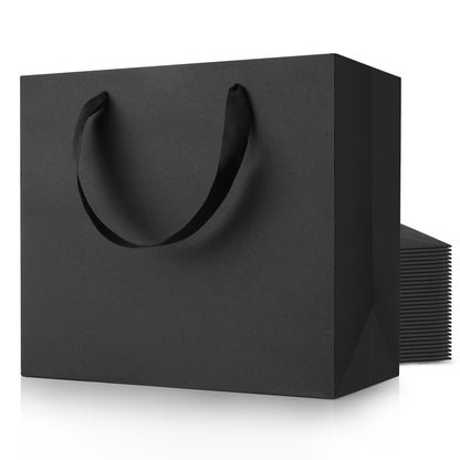 MOXARYSU Black Gift Bags With Handles: 12.5x4.5x11 Inch 30pcs Large Paper Gags Bulk For Party Shopping Birthday Wedding (30)
