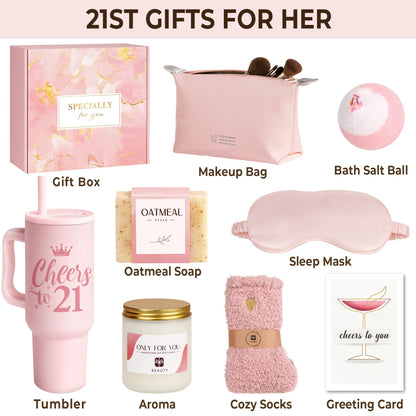 21st Birthday Gifts for Women - Gifts for 21 Year Old Female - 8 Pieces Best 21st Birthday Party Gift Ideas for Daughter,Niece,Granddaughter