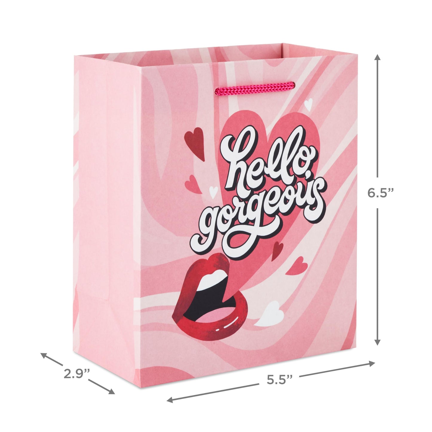 Hallmark 6" Small Valentine's Day Gift Bags (6 Bags, 3 Designs: Hello Gorgeous, Pink, Red) for Classroom Exchange, Galentine's Day
