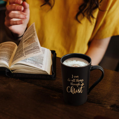 YHRJWN Christian Gifts for Women Men, I Can Do All Things Through Christ Mug, Religious Gifts, Priest Mug, Inspirational Coffee Mugs, Faith Cup, Christmas Gifts for Christian Friends, 14Oz