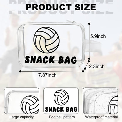 Goroovr 12 Pcs volleyball Snack Bags with Handles Zipper Reusable Sealed Stand-Up Goody Bags Clear PVC Waterproof volleyball party favors for Team Practice/Game Day, Gifts for volleyball Lovers, Players