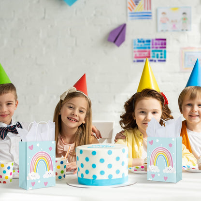 Sinmoe 24 Pcs Rainbow Gift Bags with 24 Pcs White Tissues Paper Rainbow Party Favor Small Bags with Handles for Kids Birthday Baby Shower Weddings Graduation 8.27 x 5.91 x 3.15 Inch