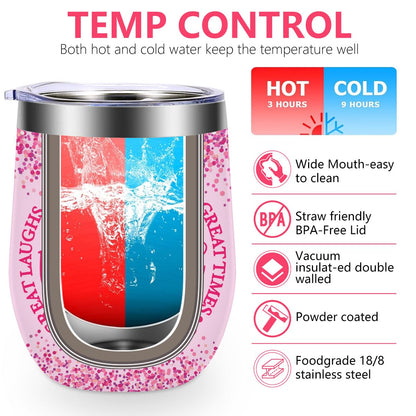 Girls Weekend Gifts Set of 4，Friends Wine Tumbler Vacuum Insulated Travel Tumbler Cup for Coffee, Wine, Cocktails Christmas Birthday Girls Weekend Travel Gifts for Women Sister Best Friend