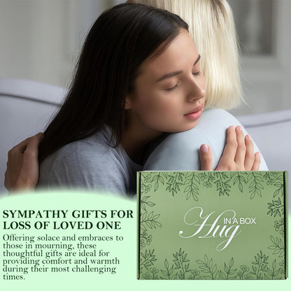 Sympathy Gift Baskets for Loss of Loved One Mother Father Husband, Express Deepest Condolences, Women Miscarriage Care Package, Bereavement Grief Memorial Gifts, Hug in a Box Gifts for Women (Green)