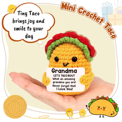 LuoHere Grandma Gifts Mothers Day Birthday Gifts for Grandmother from Grandkids, Gigi Gift for Great Best Grandma Ever Mothers Day Christmas Funny Granny Grandparents Mimi Nana Handmade Crochet Taco