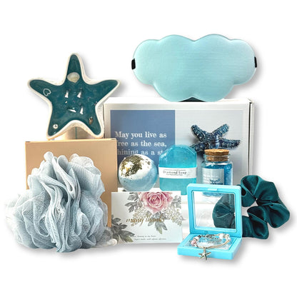 Beach Gifts For Women Thank You Gift Basket With Beach Bracelets Teacher Appreciation Gifts Set, Self Care Gifts For Womens Blue