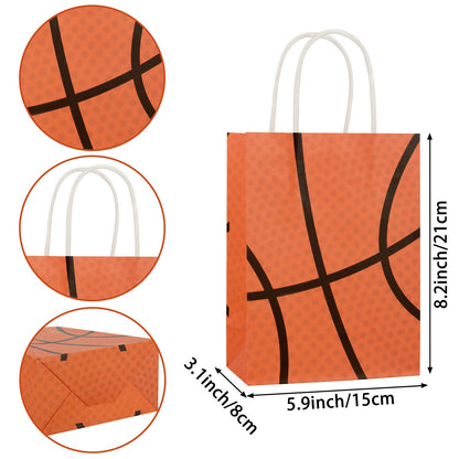 Hxezoc 12 Pieces Basketball Gift Bags with Handle, Paper Treat Candy Bag Sport Favor Bags for Basketball Theme Birthday Party Decoration Supplies