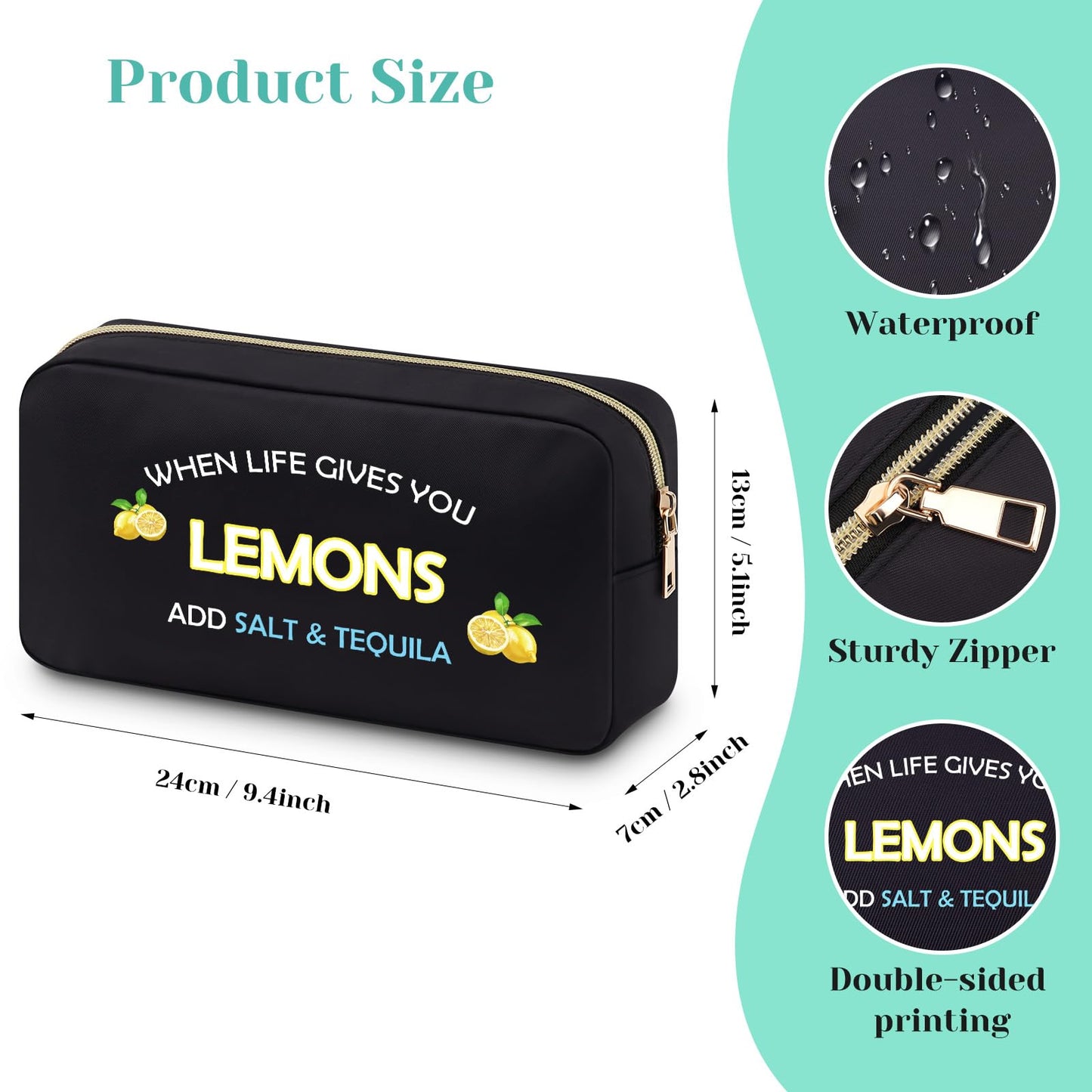 Lemon Gifts Lemon Lover Gift for Women Lemon Makeup Bag Fruit Zipper Pouch Bag Funny Cosmetic Bag Travel Toiletry Bag for Women Fruit Lover Best Friend Bestie Birthday Friendship Christmas