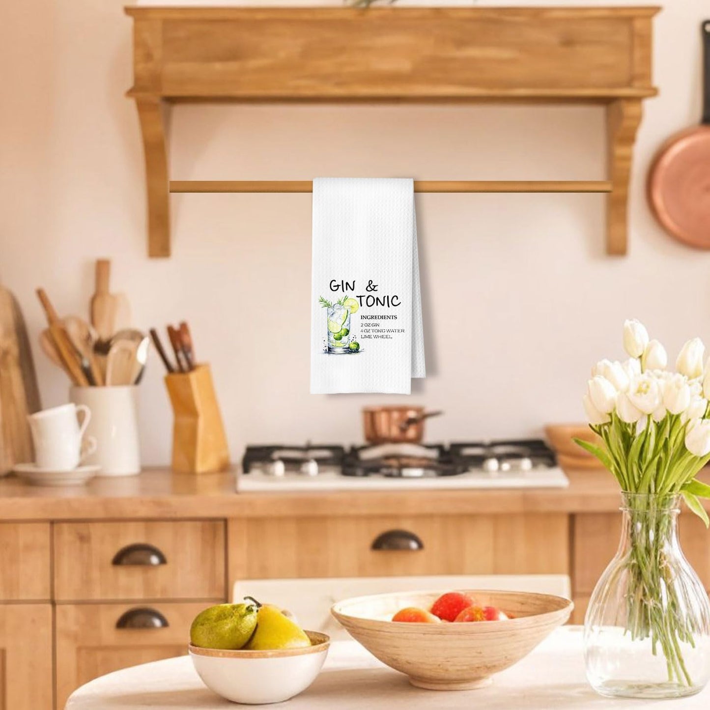 Gin and Tonic Gifts Kitchen Towels, Cocktail Themed Gifts Dish Tea Bar Towel for Kitchen Bar Cart Decor, Gift for Alcohol Lovers Decorative Hand Towels, 16x24 Inches