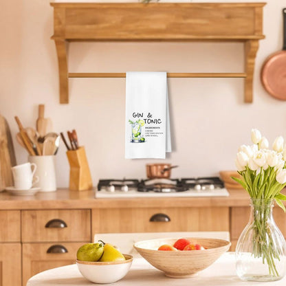 Gin and Tonic Gifts Kitchen Towels, Cocktail Themed Gifts Dish Tea Bar Towel for Kitchen Bar Cart Decor, Gift for Alcohol Lovers Decorative Hand Towels, 16x24 Inches