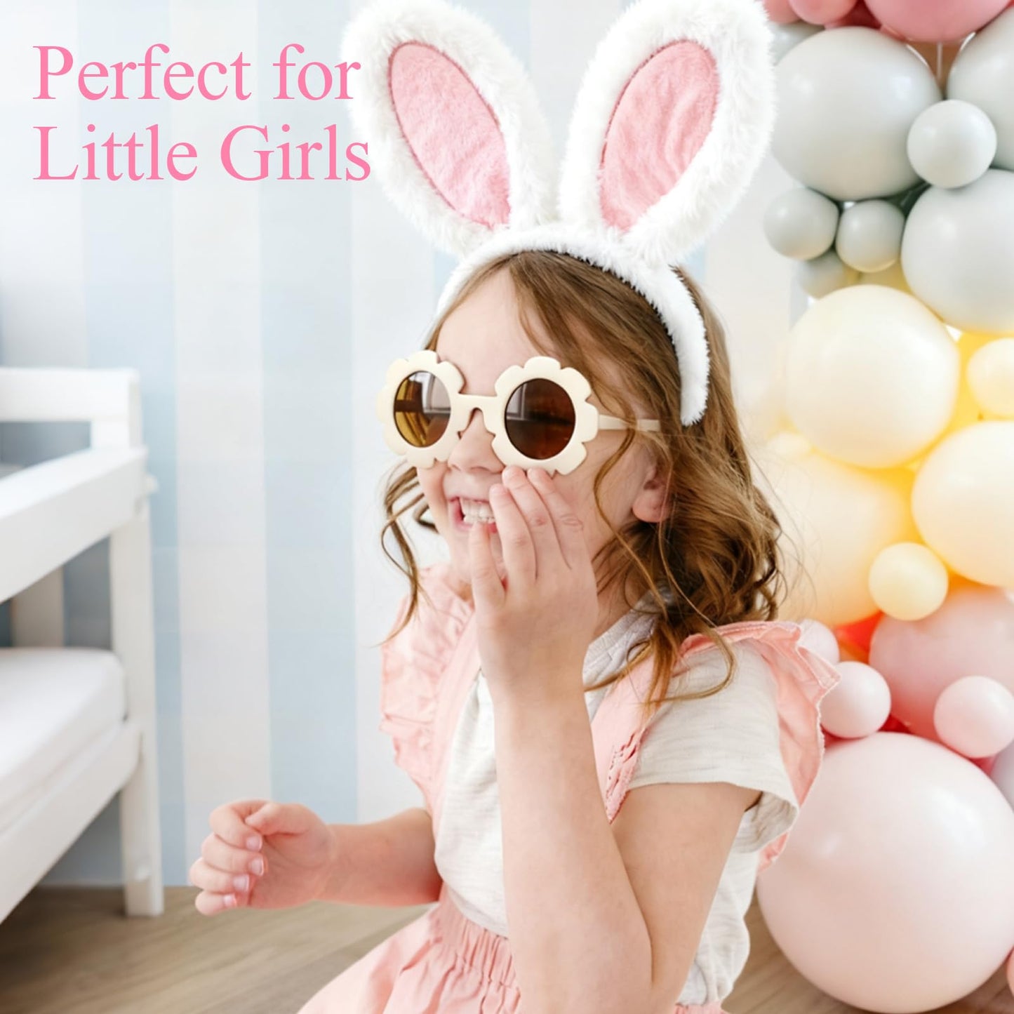 Easter Basket Stuffers - Easter Gifts for Kids - Hair Accessories Set with Plush Ear Headband Hair Ties Clips Sunglasses - Children Baby Toddler Kid Girls Bunny Fillers Gift ideas Ages 1-3 3-5 5-7 6-8