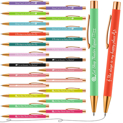 Sayglossy 24 Pack Theater Gifts for Women Men, Ballpoint Pen Set with Quotes, Funny Theater Actor Gifts for Musical Broadway Theatre Lovers Friends, Actors (Retro)