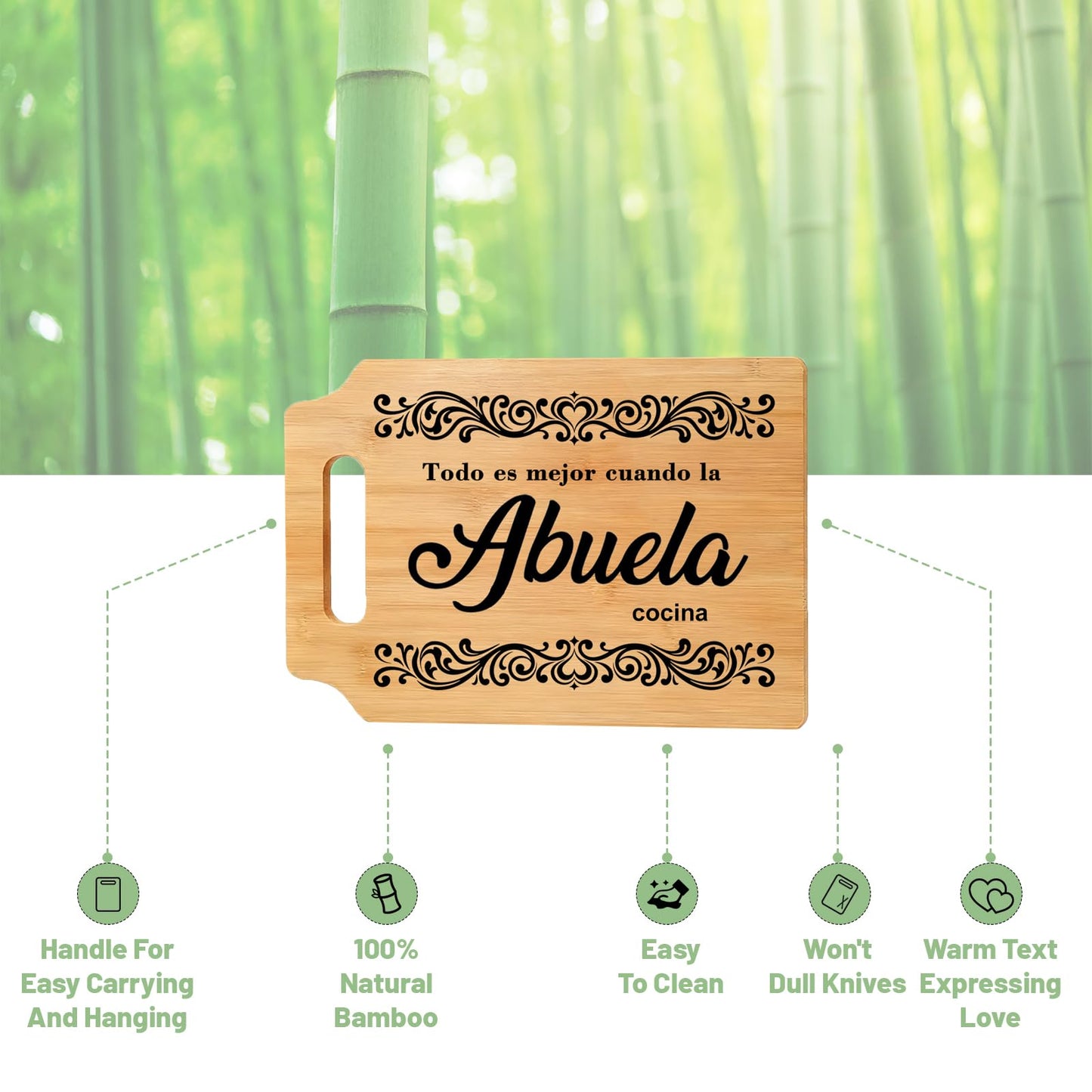 Abuela Cutting Board Gift - Kitchen Wall or Counter Decor, Mother's Day, Christmas & Birthday Gifts from Grandkids
