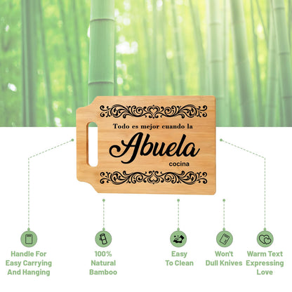 Abuela Cutting Board Gift - Kitchen Wall or Counter Decor, Mother's Day, Christmas & Birthday Gifts from Grandkids