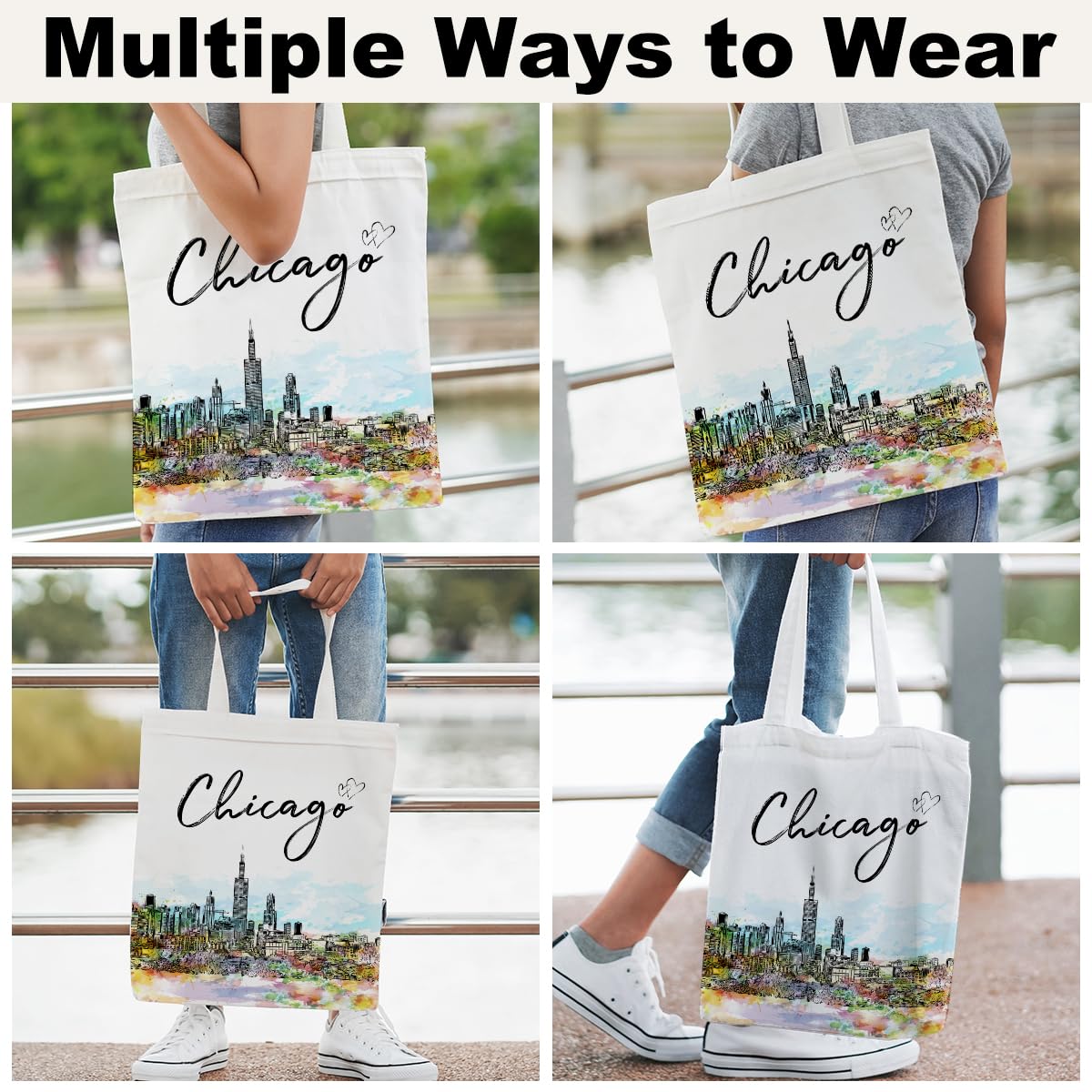 Watercolor New York Paris Chicago Nashville Italy California Lover Gifts Tote Bag Beach Bag Travel Souvenir Gift