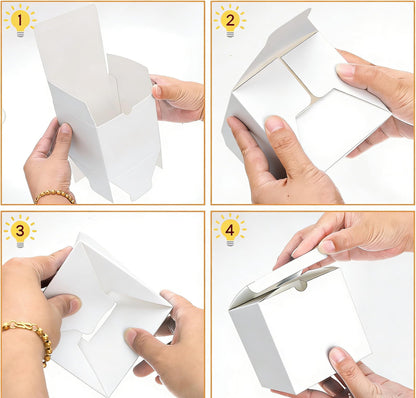 Jucoan 100 Pack White Paper Gift Boxes with Lids, 4 x 4 x 4 Inch Gift Wrapping Box Party Favor Box Goodies Treat Boxes Candy Boxes for Wedding, Bridesmaids Proposal, Birthday, Graduation, Mother's Day