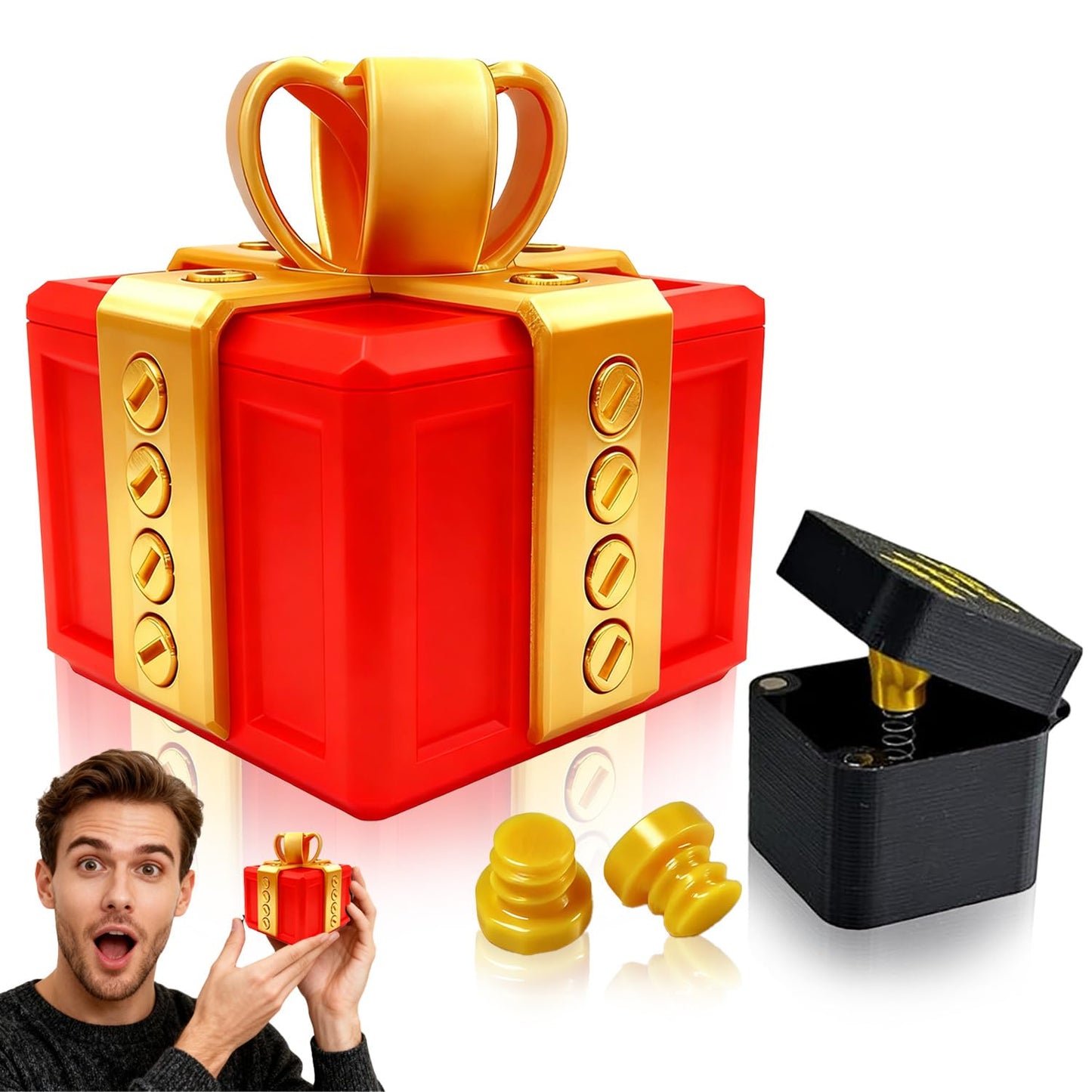 The Annoying Present, Annoying Gift Box with Screws, Take Apart Box to Get Gift, Funny Prank Gag Gift for Christmas (Red)
