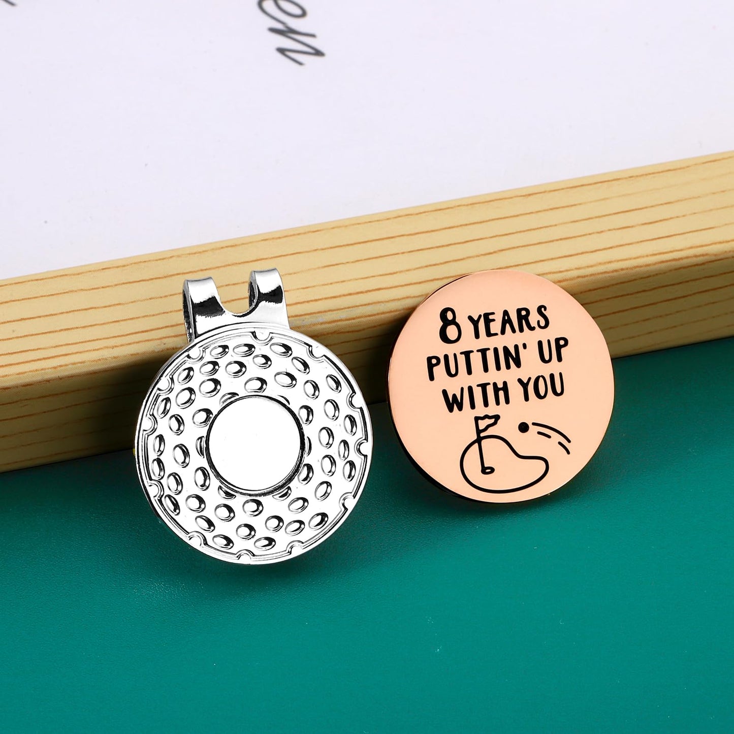 8 Year Anniversay Steel Gifts for Couple Golf Accessories for Men Bronze Anniversary Day Gifts for Wife Husband Valentines Gifts for Him White Elephant Gifts Christmas Golf Ball Marker Hat Clip