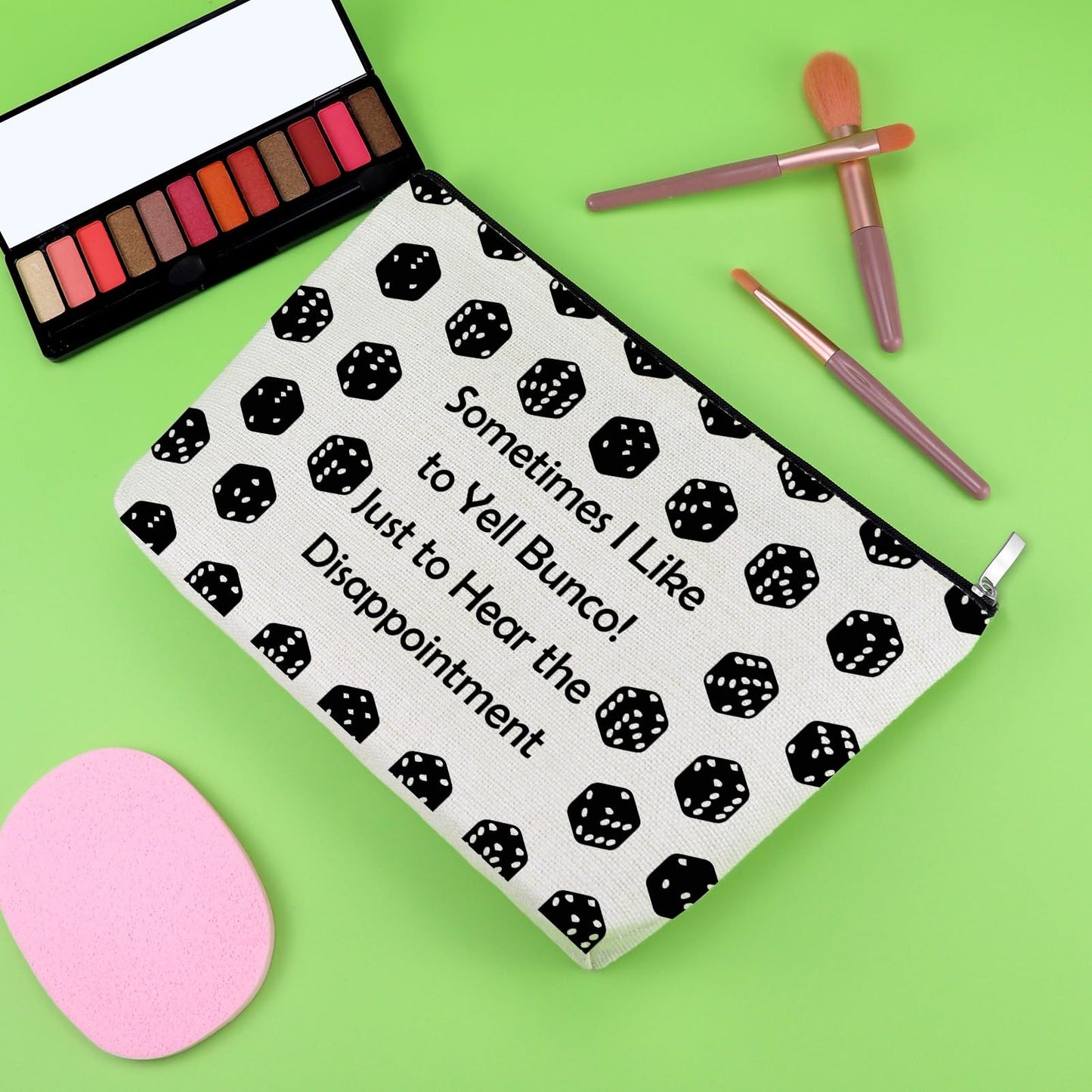 Bunco Gift Gambling Lover Makeup Bag Bunco Dice Game Fun Friends Night Gift for Women Game Gambling Lucky Accessory Pouch Cosmetic Bag Christmas Birthday Present for Gambler Travel Zipper