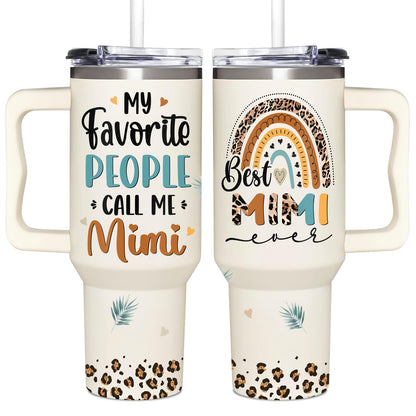 Mimi Gifts From Grandchildren - Mothers Day Gifts For Mimi - Christmas Birthday Gift - Gift For Grandma - 40Oz Tumbler With Handle