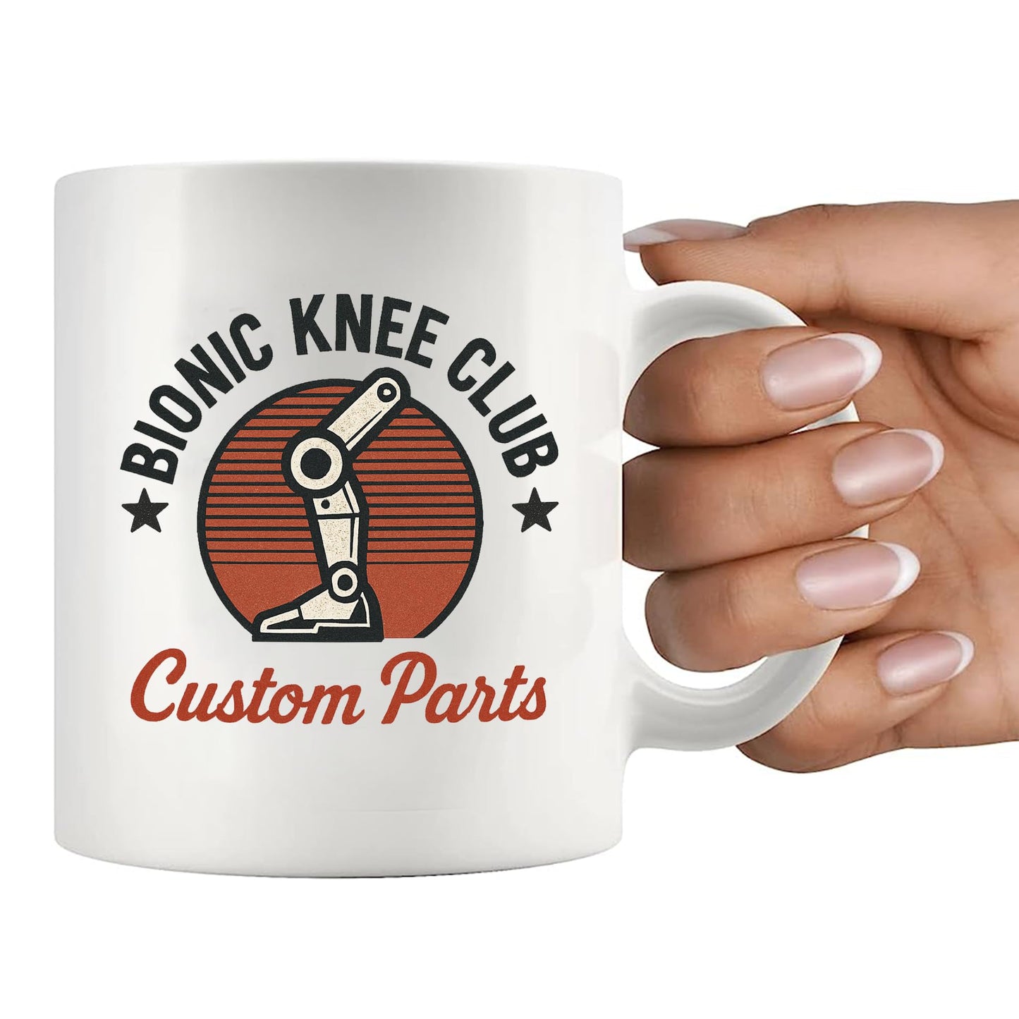 Bionic Knee Club Custom Parts Knee Surgery Recovery Gifts For Patients From Doctor Nurse Replacement Get Well Soon Gifts Orthopedic Novelty Drinkware Ceramic Mug (Classic, White)