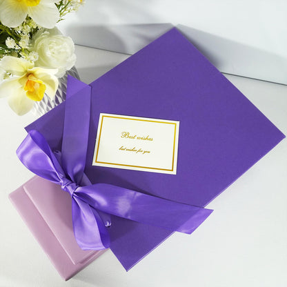 Elegant Purple Gift Bag 10.2"x4.7"x12.2" with Ribbons Handles, Includes Card and Tissue Papers for Weddings, Birthdays, Baby Shower, Parties, Holidays