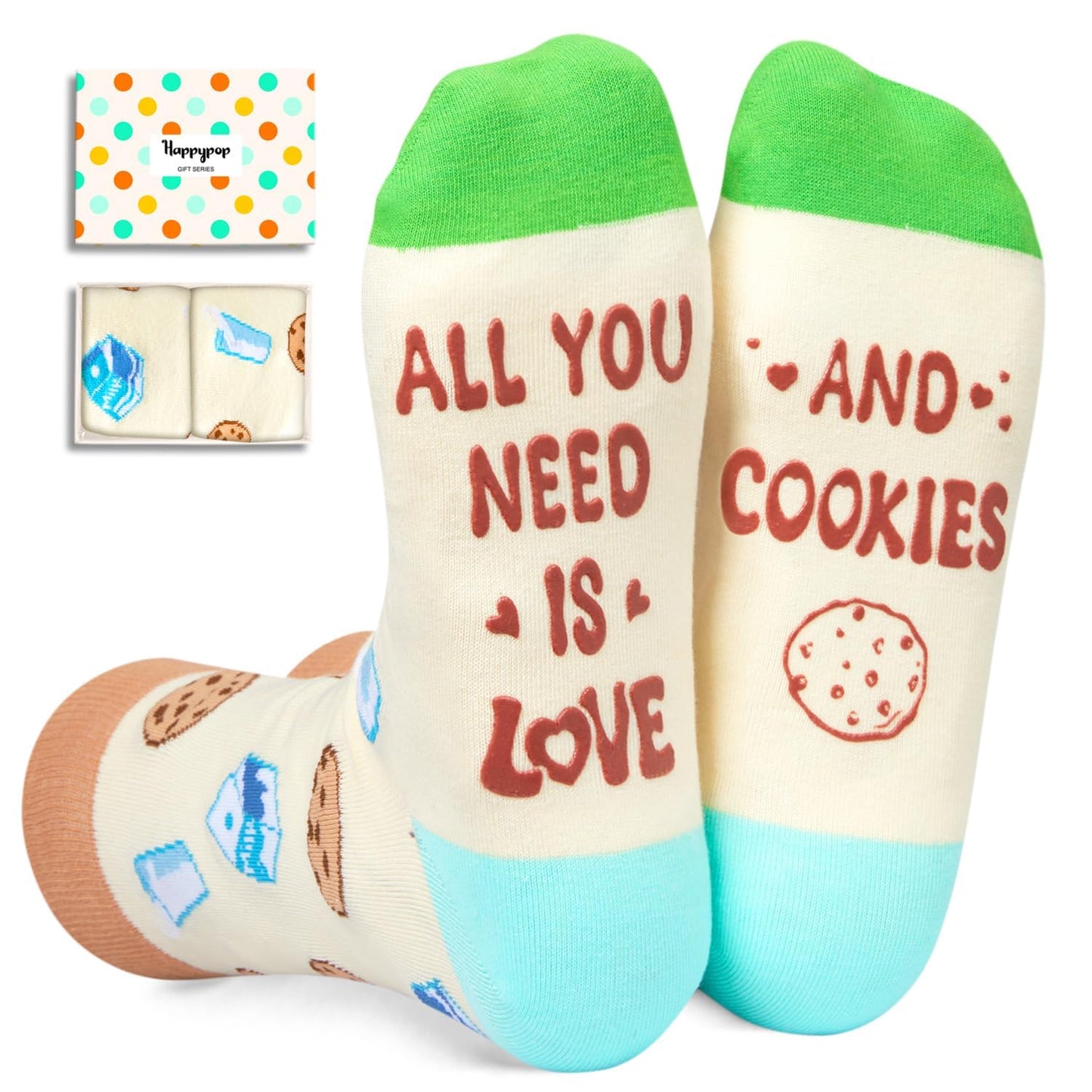HAPPYPOP Funny Socks for Women Men - Donut Cookie Gifts, Ramen Pizza Socks for Teens