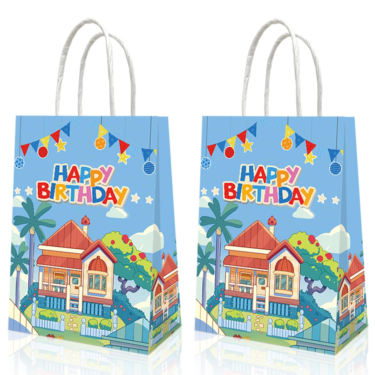 20 PCS Blue Dog Birthday Party Supplies, Cartoon Dog Party Decorations Gift Bags,Blue Birthday Party Favors Bag
