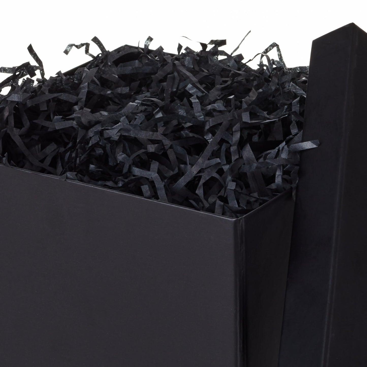 Hallmark Medium Gift Box with Lid and Shredded Paper Fill (Black 7 inch Box) for Weddings, Graduations, Birthdays, Father's Day, Groomsmen Gifts, All Occasion